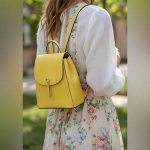 Kate Spade New York Daybreak Medium Adel Refined Grain Leather Backpack, Yellow